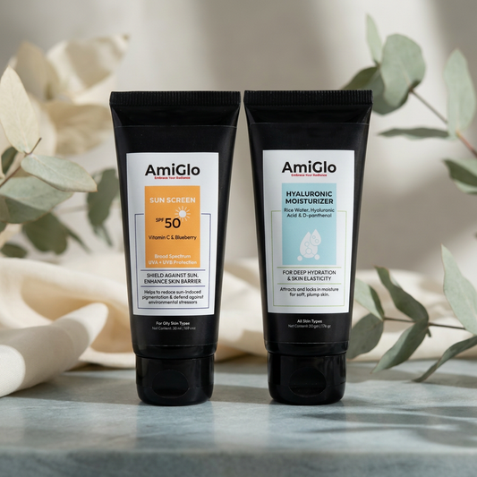 AmiGlo Hyaluronic Moisturizer and Sunscreen for Oily Skin combo